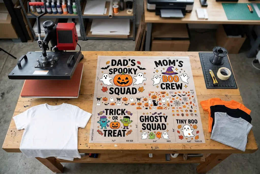 How to Build a Halloween DTF Transfers Matching Family Set With One 22x24 Gang Sheet