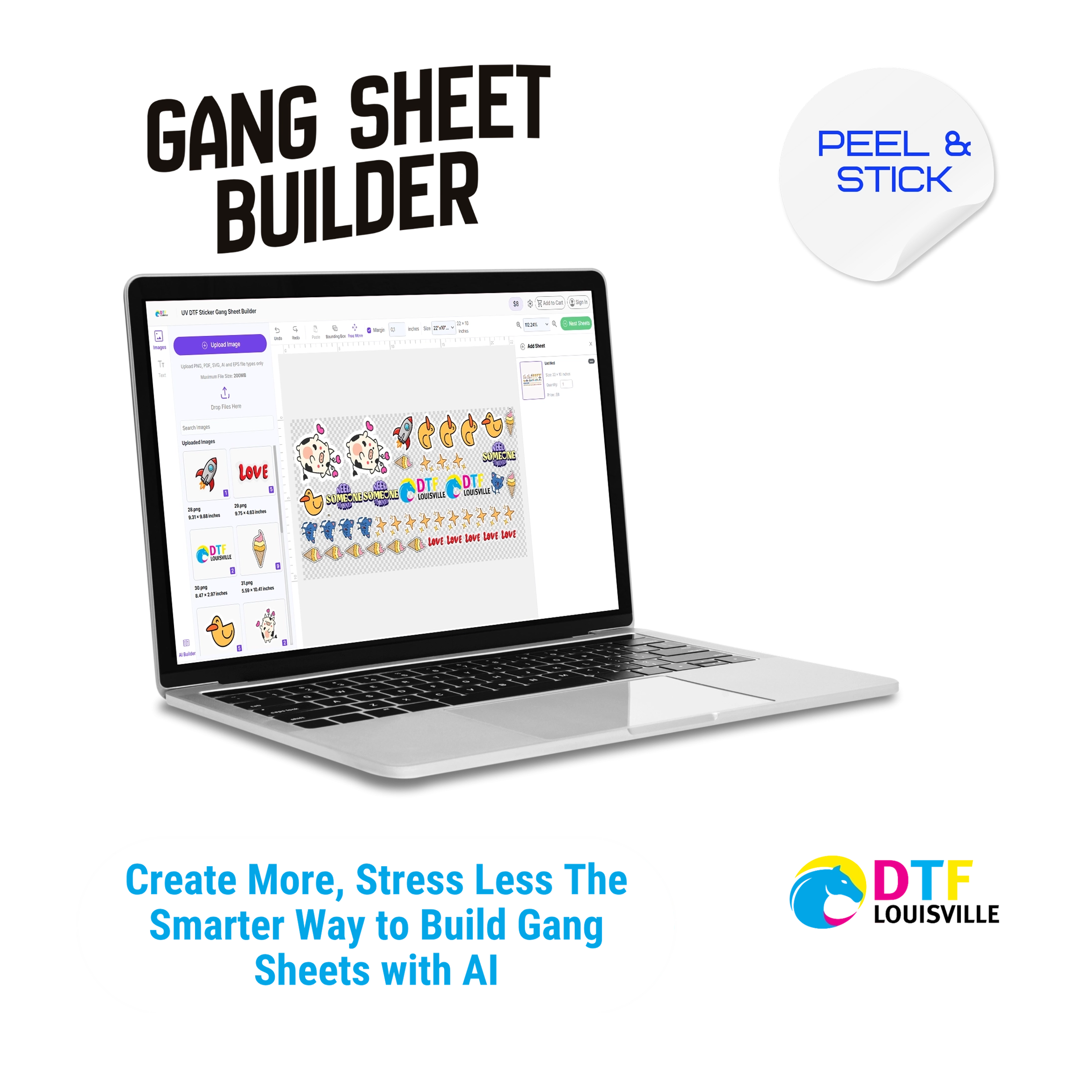 UV DTF Sticker Gang Sheet Builder