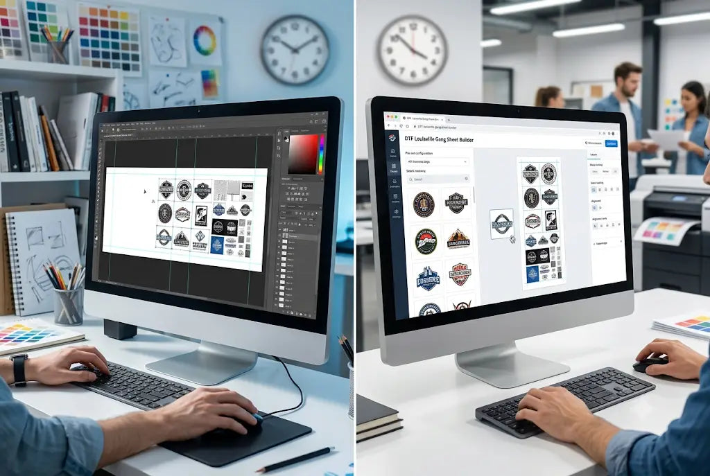 Speed Test: Building a 22"x60" DTF Gang Sheet in Photoshop vs DTF Louisville Gang Sheet Builder